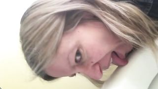 Licking poop from toilet