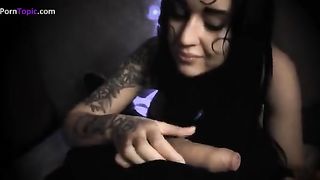 Brunette teen sucking a dirty cock