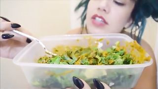 She's eating a nasty salad