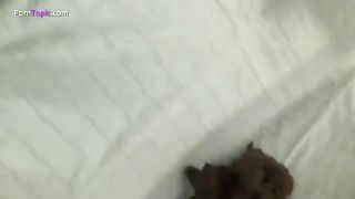 Sexy babe using poop from her Batman panties