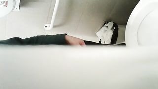 Peeing in the office wc.