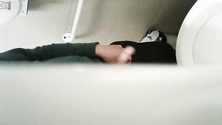 Peeing in the office wc.