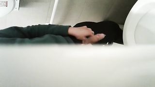 Peeing in the office wc.