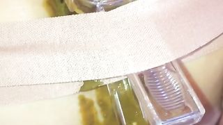 Hairy babe trying to poop on her own face