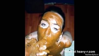 Facial for dirty brunette