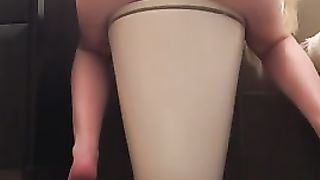 Blonde beauty shitting