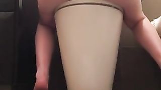 Blonde beauty shitting