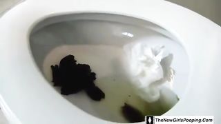 Sexy student pooping in reverse