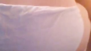 Nerdy girl shitting in white panties