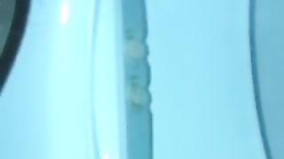 Pushing big turd over toilet