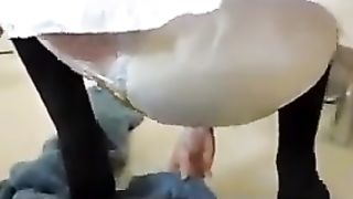 Two girls pooping by turn in diapers