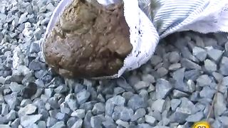 Japanese babe shitting in panties in public