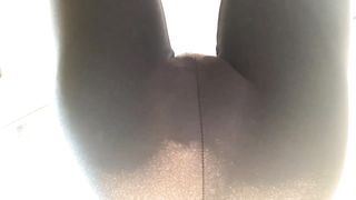 Milf dumps a big load in latex leggings