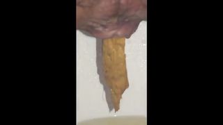 Long turd from her hairy ass