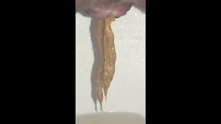 Long turd from her hairy ass