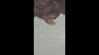 Long turd from her hairy ass