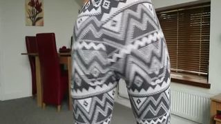 Fit girl doing squats after panty poop