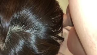 Beautiful wife sucking dick while doing enema