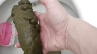Huge turd from her tight ass
