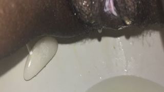 Creampied black girl shitting in toilet