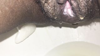 Creampied black girl shitting in toilet