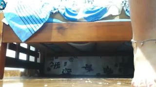 Tattooed babe shitting