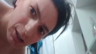 Mature woman masturbates with shit