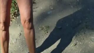 Hot babe shitting outdoor