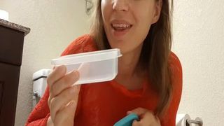 Hairy babe pooping in a lunch box