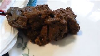 Fat granny shitting in close up