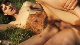 Hairy retro scat action