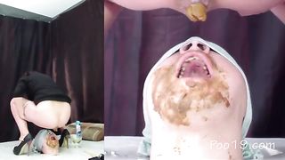 Feeding her male slave