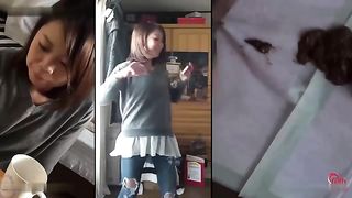 Pretty Japanese girl pooping