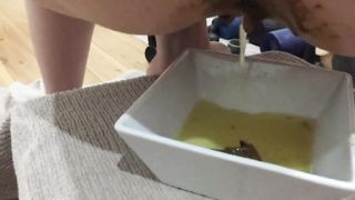 Chubby babe pooping and peeing