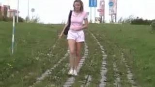 Sexy babe shitting in her panties