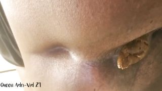 Amateur girl shitting in close up