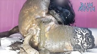 Dark haired teen masturbating with fresh shit