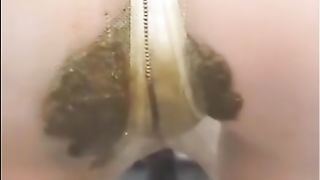 Asian babe shitting in white panties