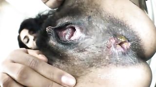 Hairy black girl farting loud