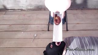 beautiful college girl feeding her slave