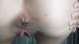 German girl shits in close up
