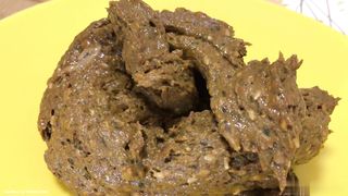 Beautiful blonde shitting on her knees