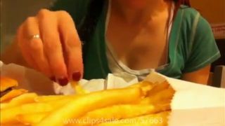 Hairy babe shitting after dinner