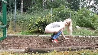 Beautiful blonde Swedish girl peeing and shitting