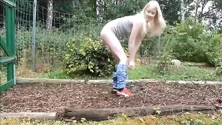 Beautiful blonde Swedish girl peeing and shitting