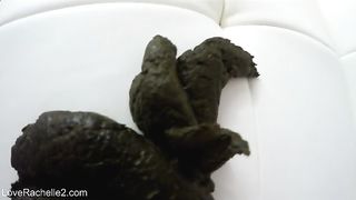 Beautiful brunette shitting on a plate