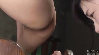 Forced female slave to eat poop from a plate