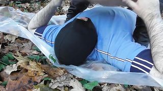 Feeding her masked slave