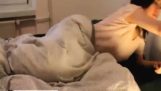 Amateur brunette pooping over toilet