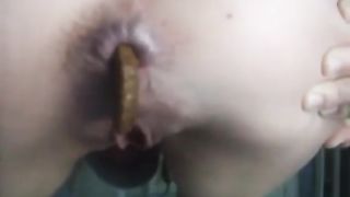 German girl shits in close up
